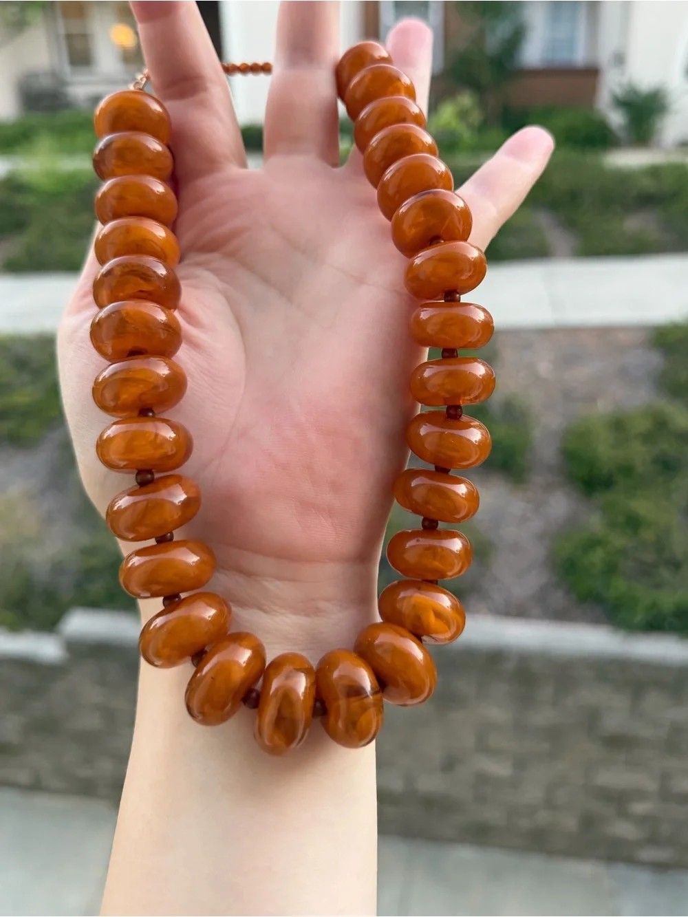 Chunky Brown Beaded Statement Necklace